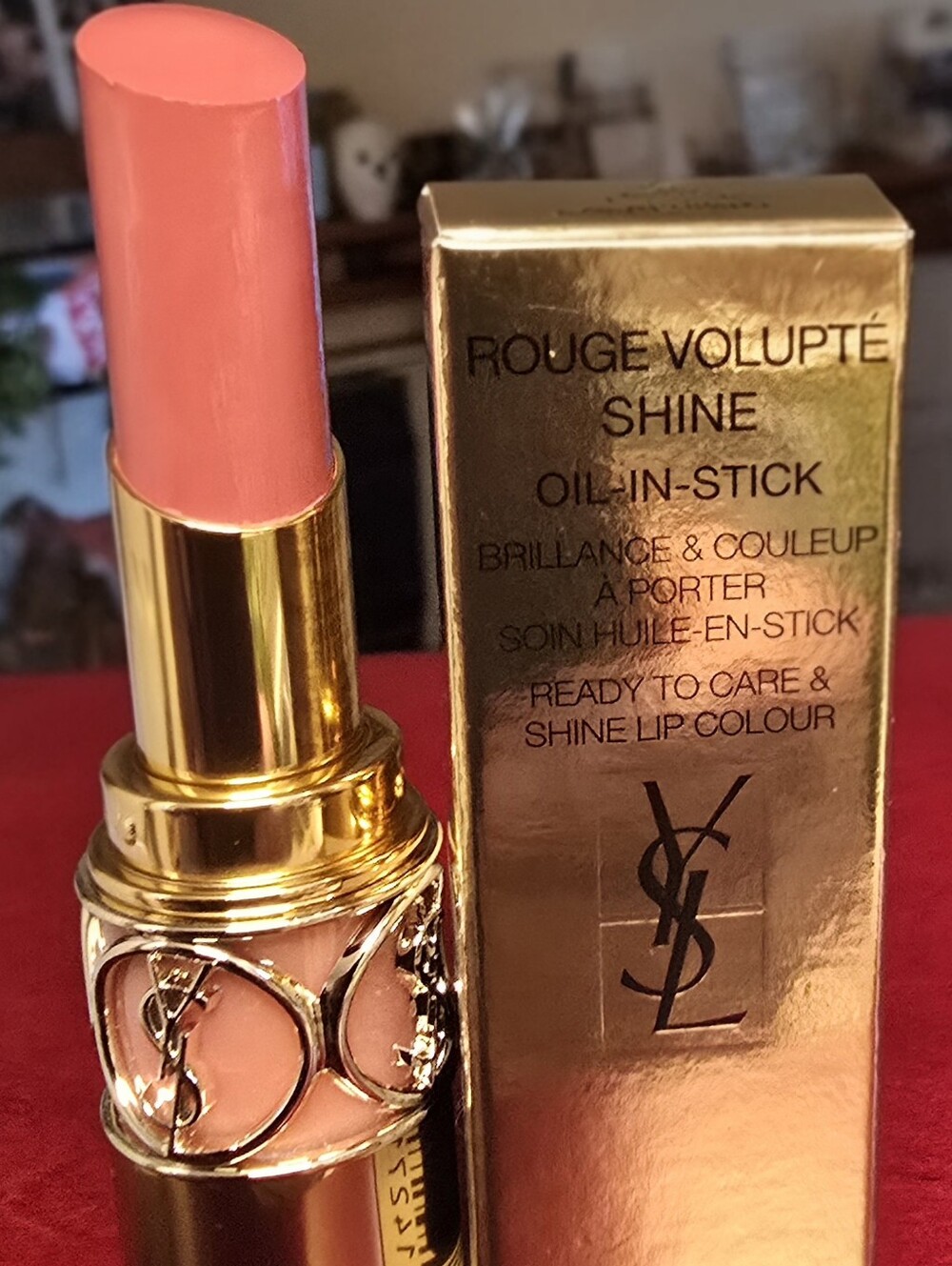 YSL Yves Saint Laurent Rouge Volupte Shine Lipstick 44 Nude Lavalliere NIB HTF